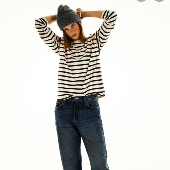 Zara Tops - Zara stripe long sleeve rustic shirt